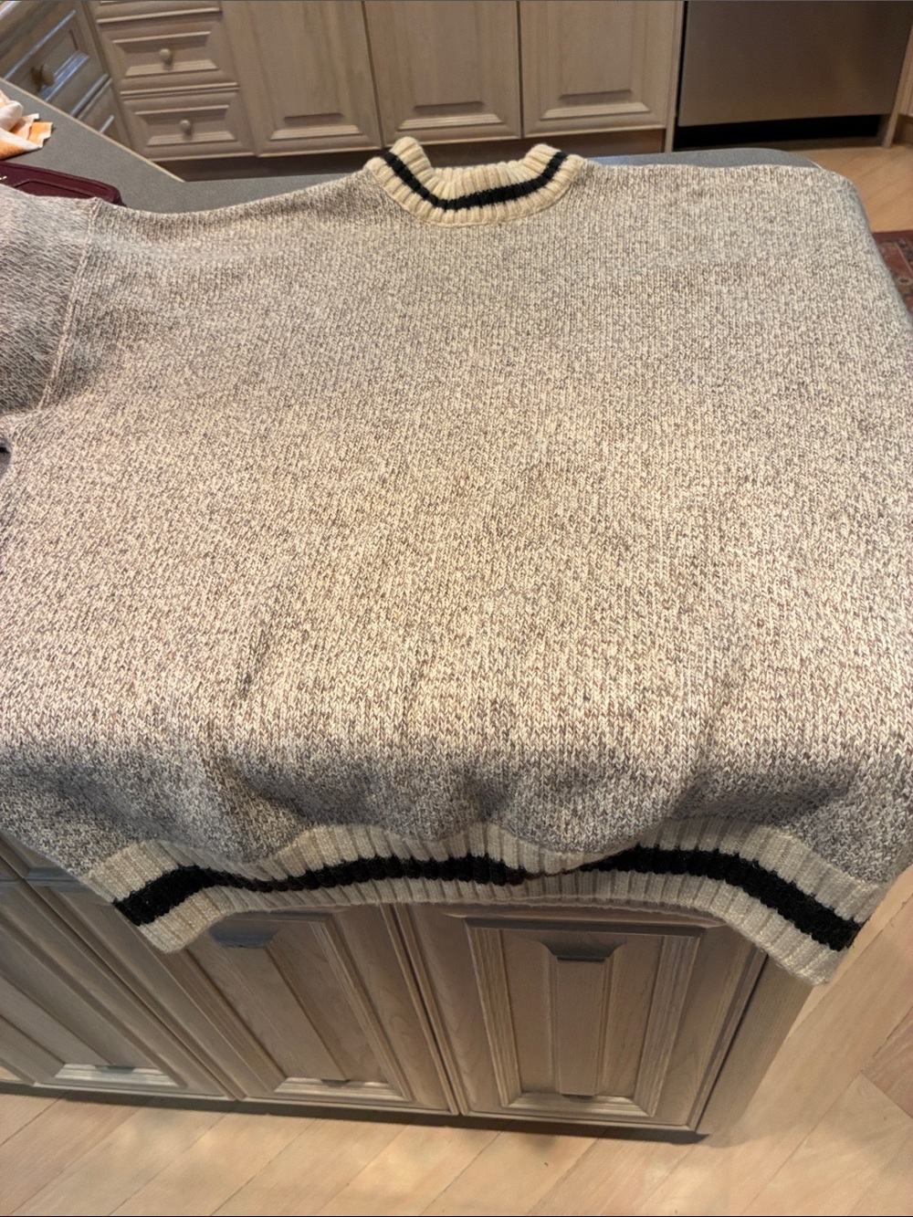 Men's Marled Cream & Black Trim Crewneck Sweater